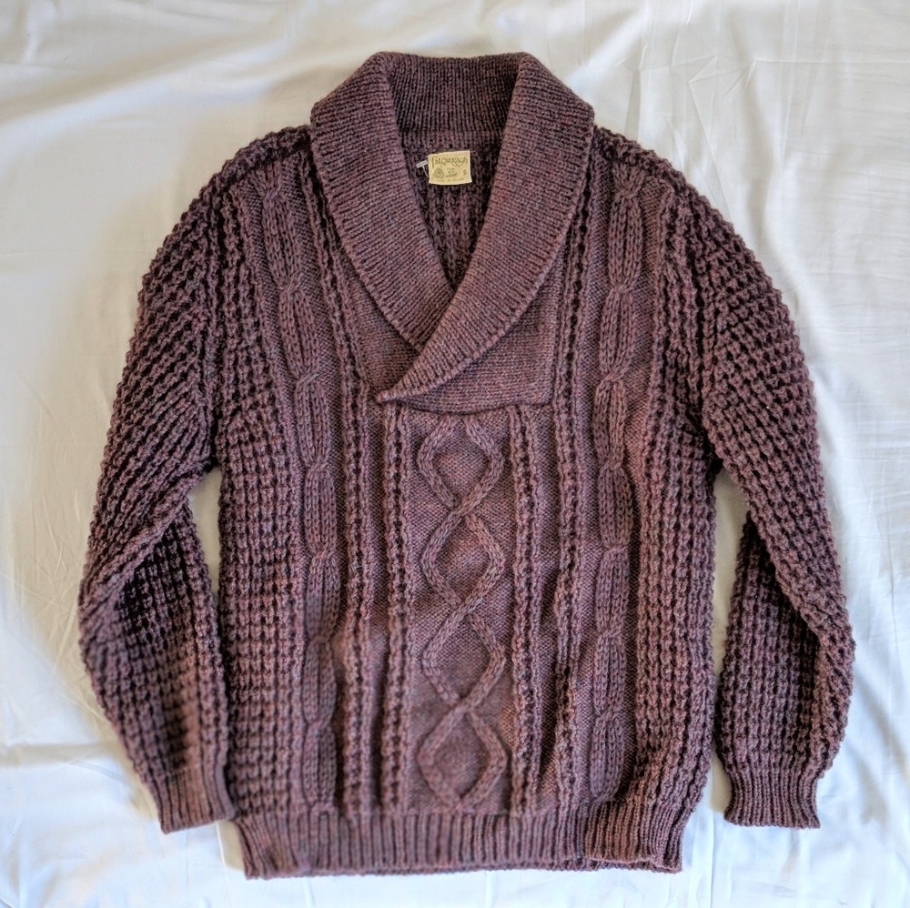 Falcarragh Irish Wool Sweater - Wine Color